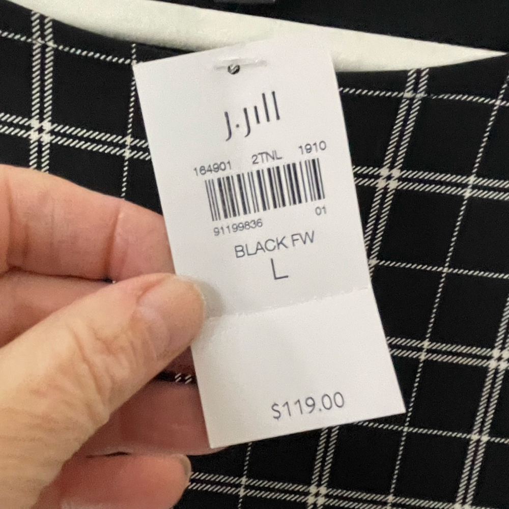 J. Jill Wearever Collection Plaid Dress Large Black White - Picture 4 of 10